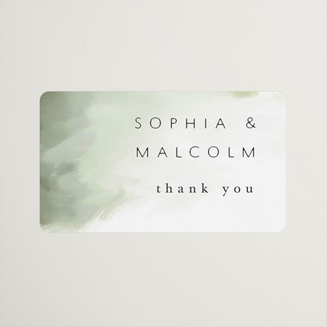 "Hillside" - Wedding Favor Stickers in Moss by Hannah Williams - Front