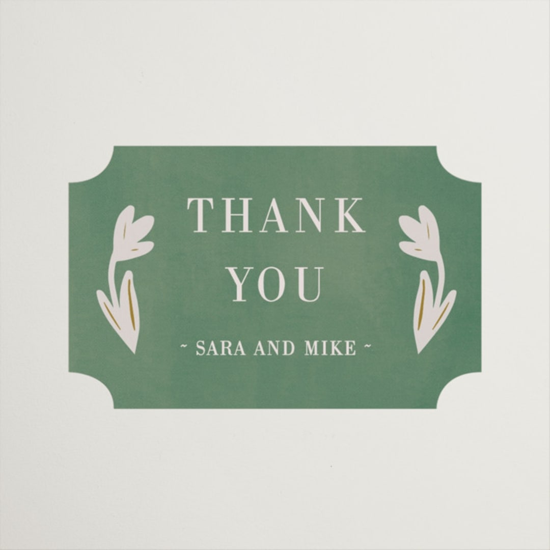"Friendly Flowers" - Wedding Favor Stickers in Emerald by Ani Somi - Front
