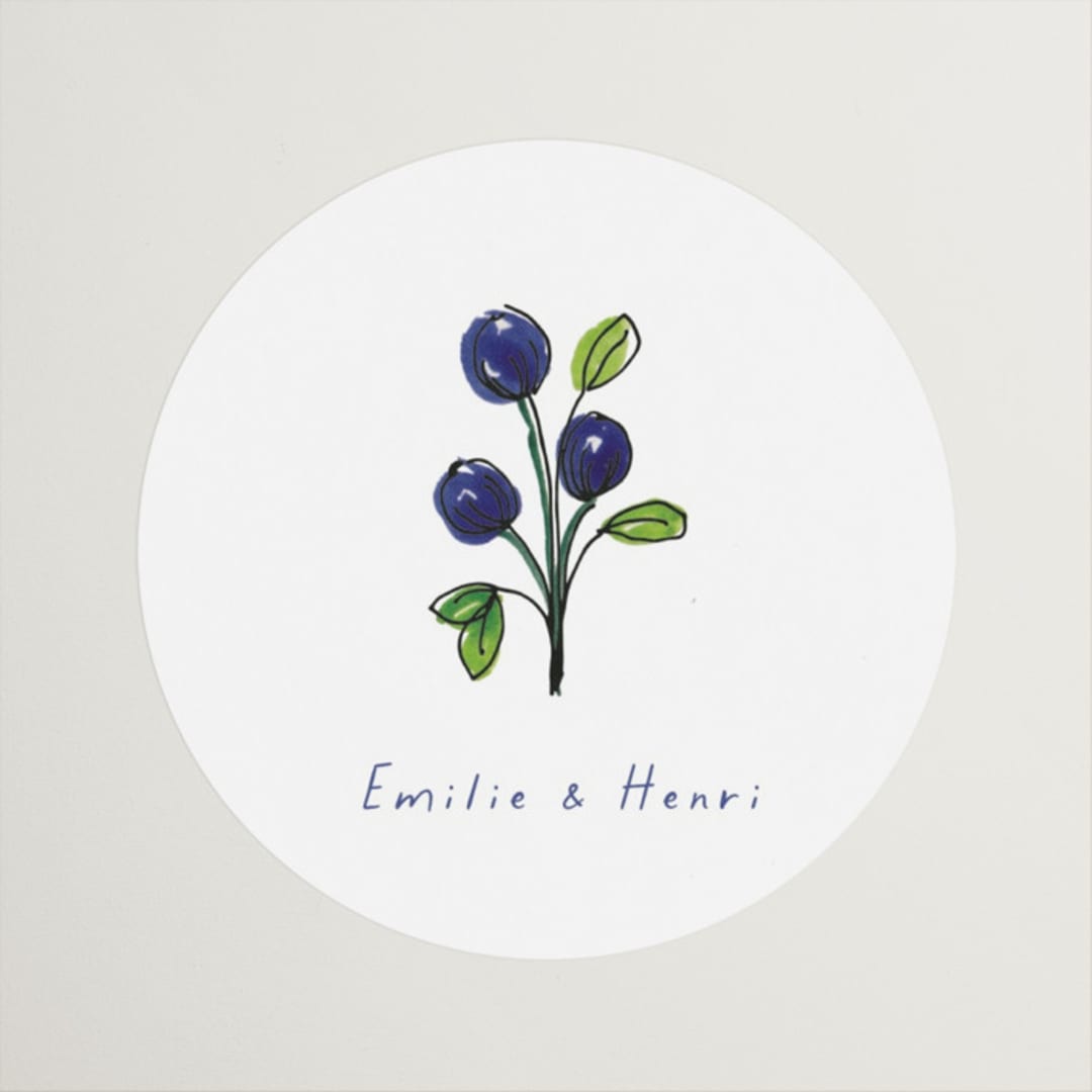 "Blue Bells" - Wedding Favor Stickers in Cornflower by Mere Paper - Front