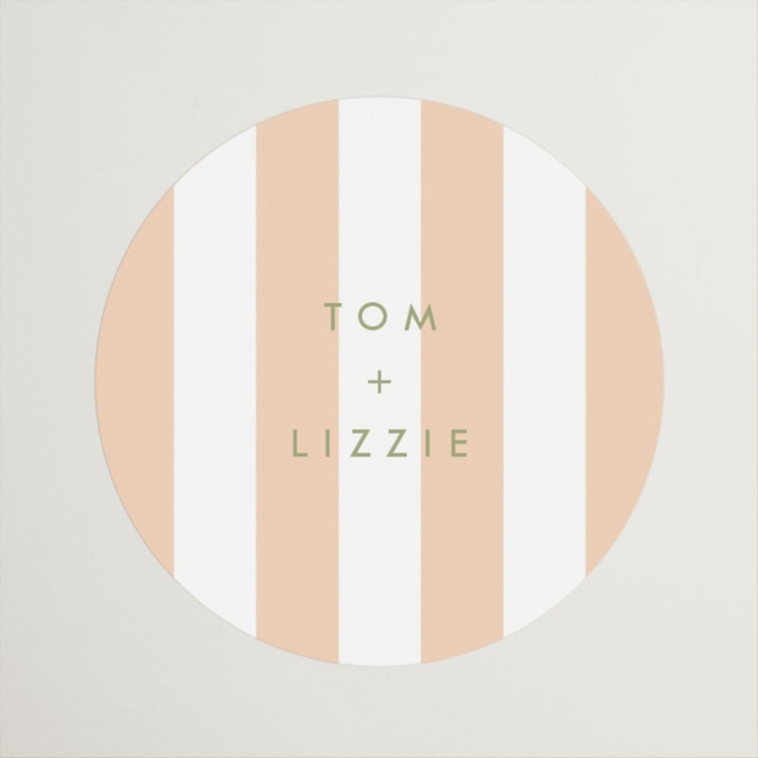 "Boardwalk" - Wedding Favor Stickers in Peach by Baumbirdy - Front