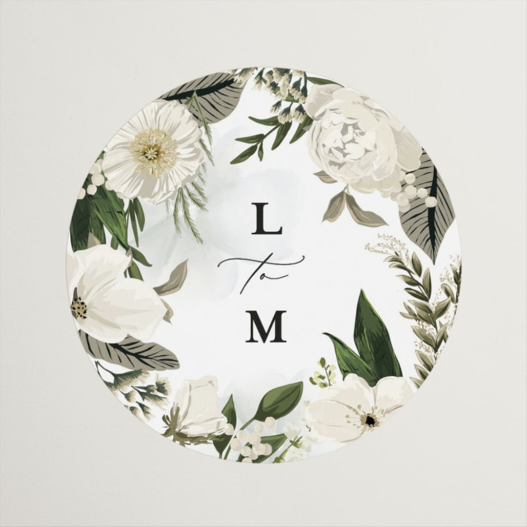 "Classic Love" - Wedding Favor Stickers in Vanilla by Susan Moyal - Front