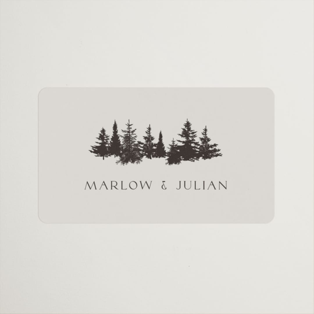 "Vista" - Wedding Favor Stickers in Fallen Snow by Robin Ott - Front