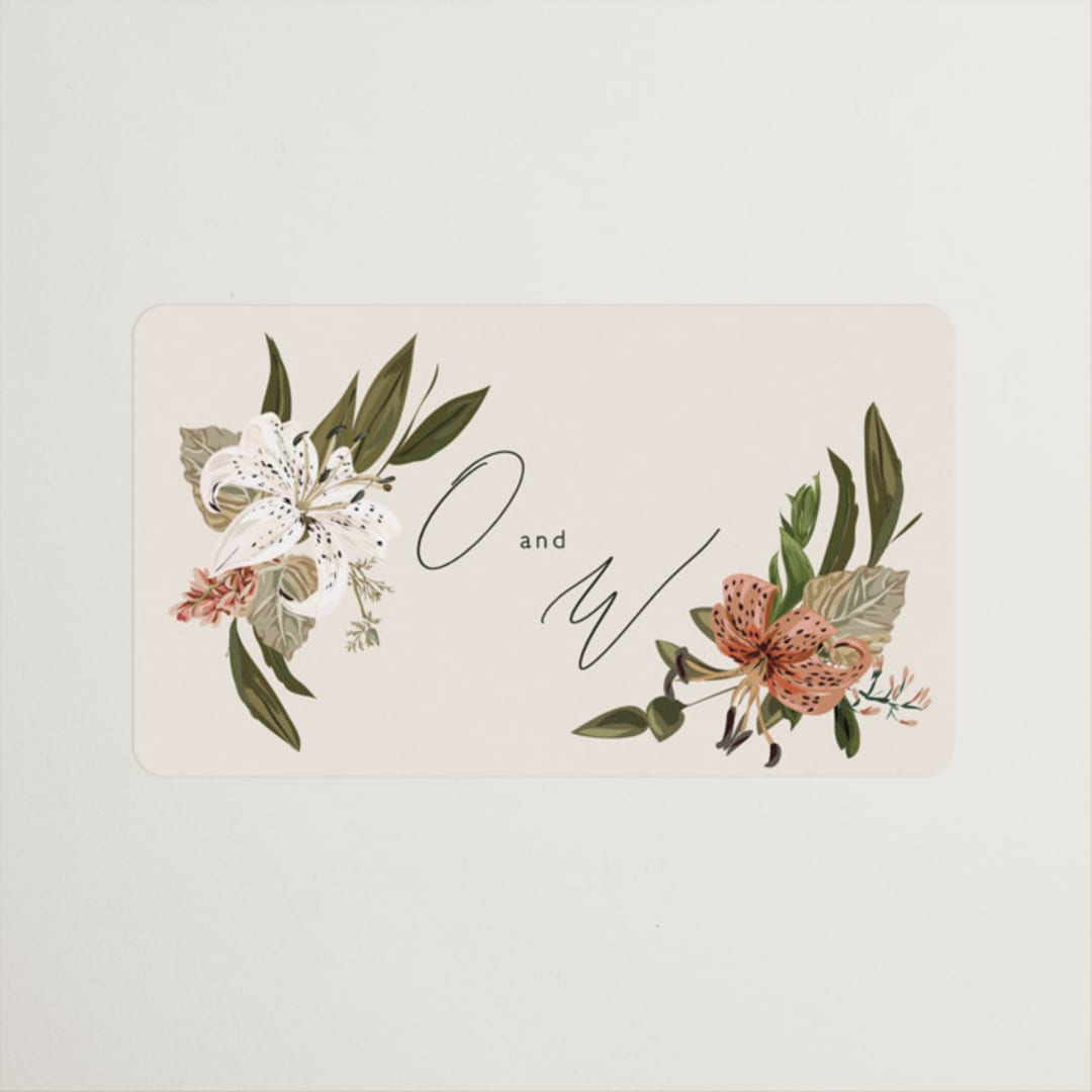 "Delicate" - Wedding Favor Stickers in Terracotta by Susan Moyal - Front