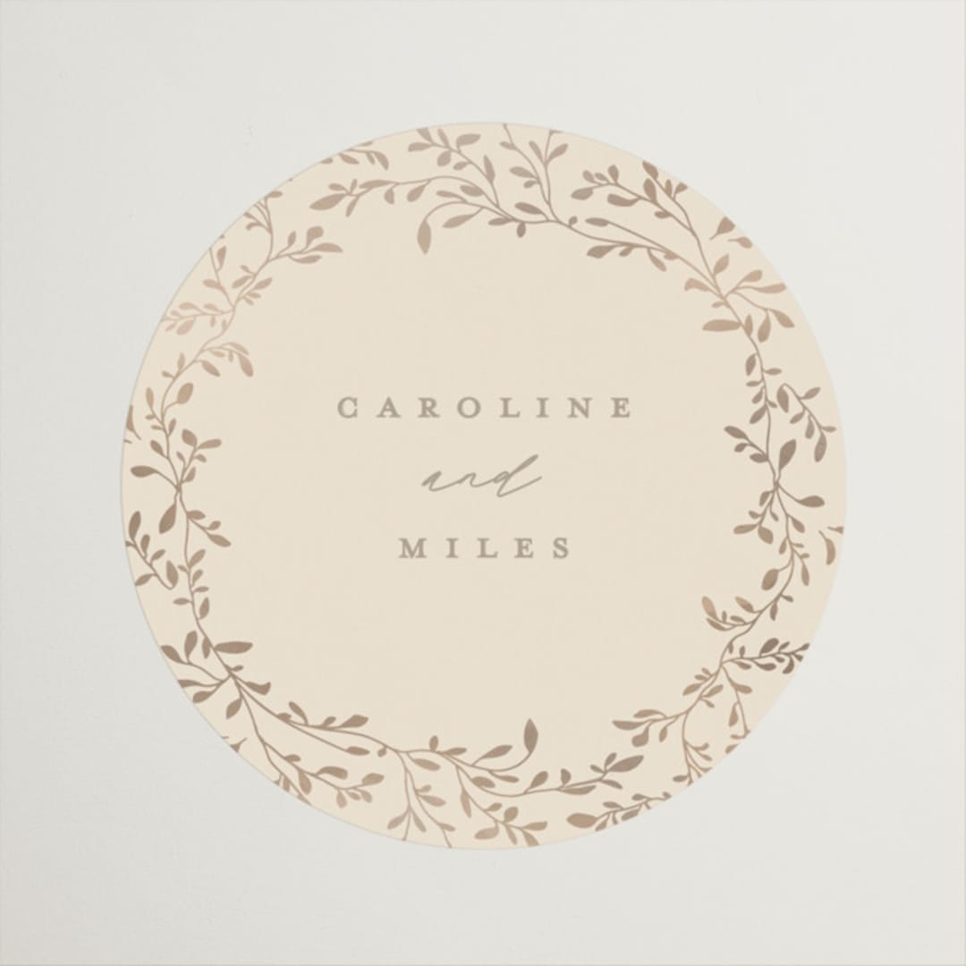 "Leafy Garland" - Wedding Favor Stickers in Sand by Creo Study - Front