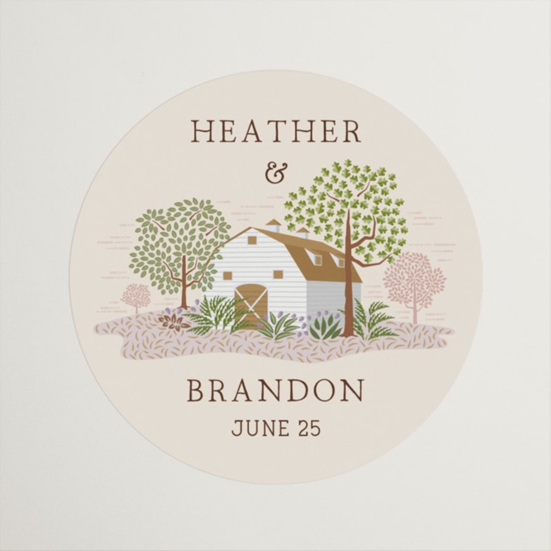 "Countryside" - Wedding Favor Stickers in Rose Quartz by Paper Sun Studio - Front