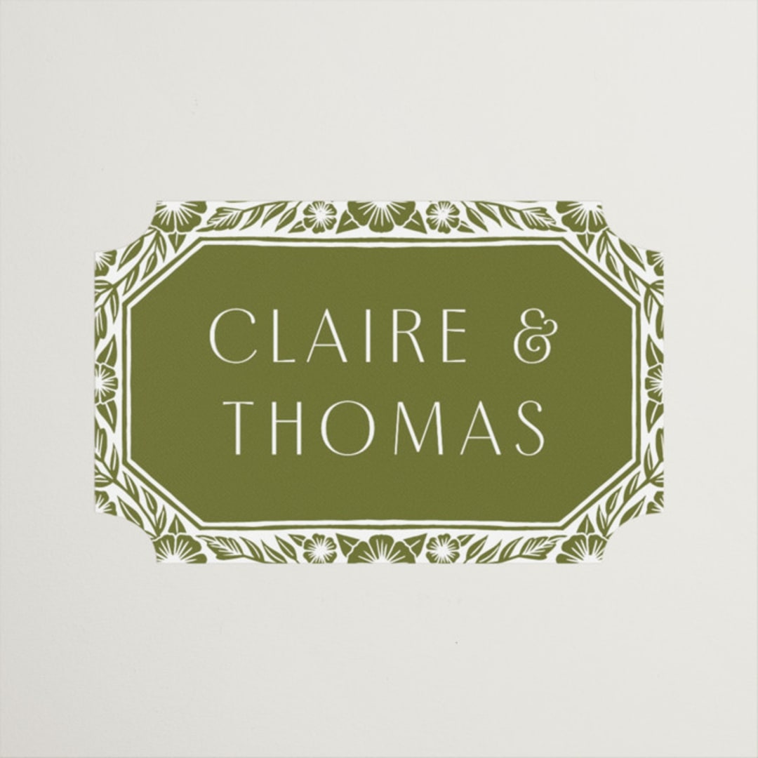 "Inlay Frame" - Wedding Favor Stickers in Avocado by Katharine Watson - Front