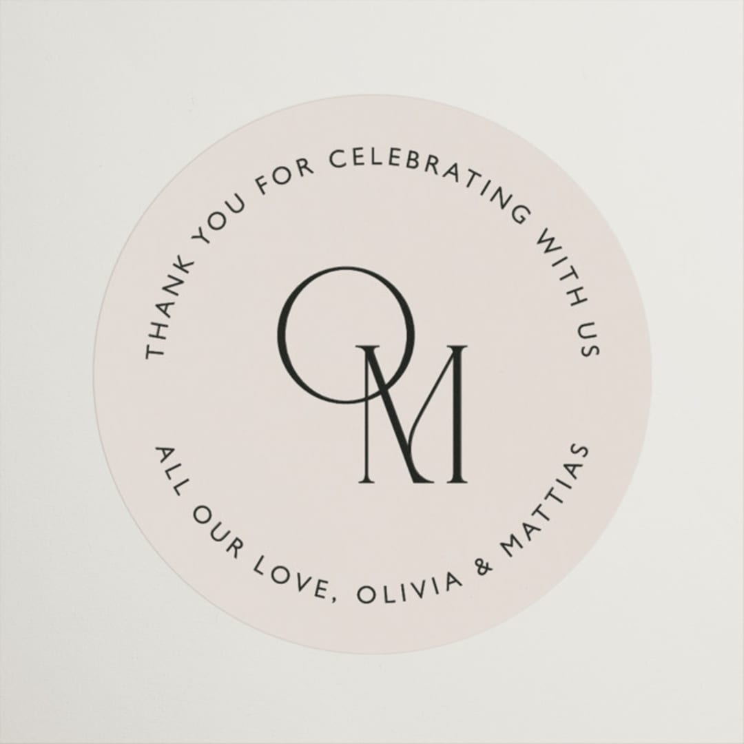 "Modern Corner" - Wedding Favor Stickers in Linen by Kelly Schmidt - Front