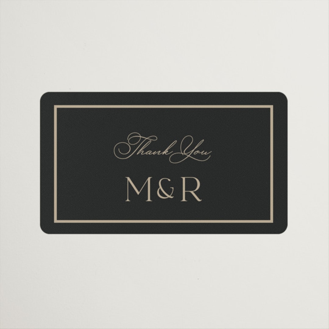 "Timeless Charm" - Wedding Favor Stickers in Charcoal by Lucrecia Caporale - Front
