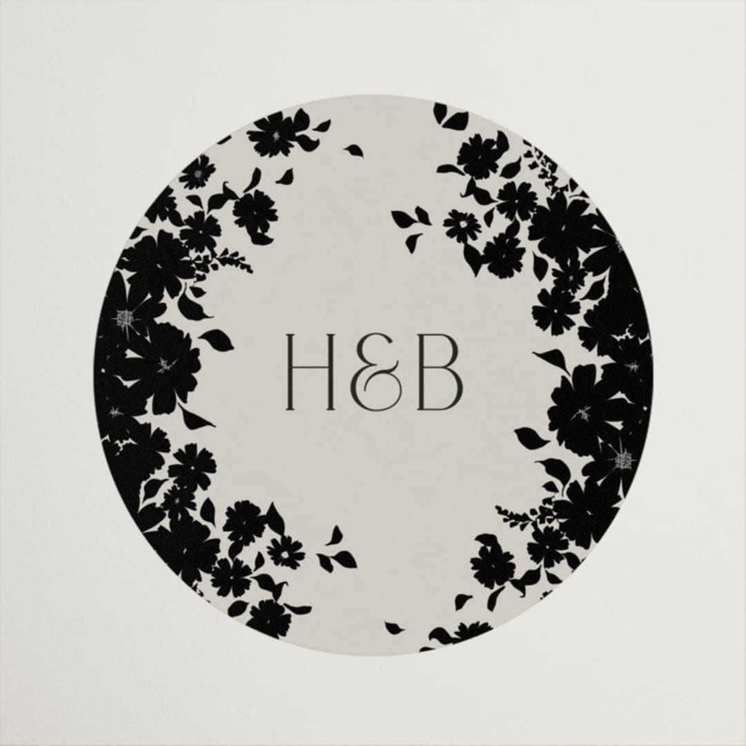 "Bouquet Toss" - Wedding Favor Stickers in Smoke by Robert and Stella - Front