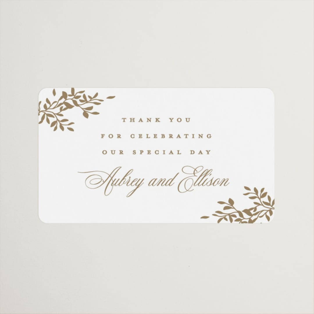 "Monogram in Leaves" - Wedding Favor Stickers in Pearl by Leah Bisch - Front
