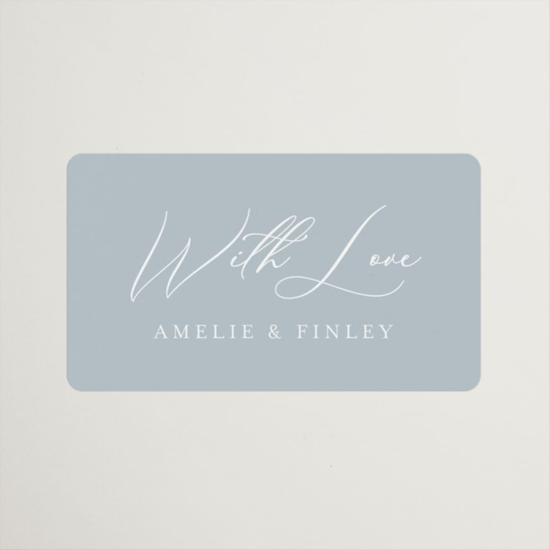 "Delicacy" - Wedding Favor Stickers in Dusty Blue by Angela Thompson - Front