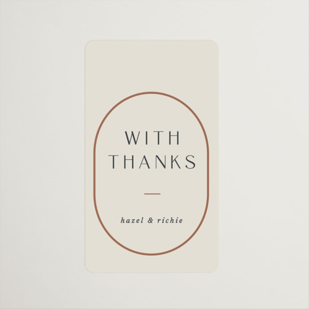 "Walnut" - Wedding Favor Stickers in Linen by Blustery August - Front