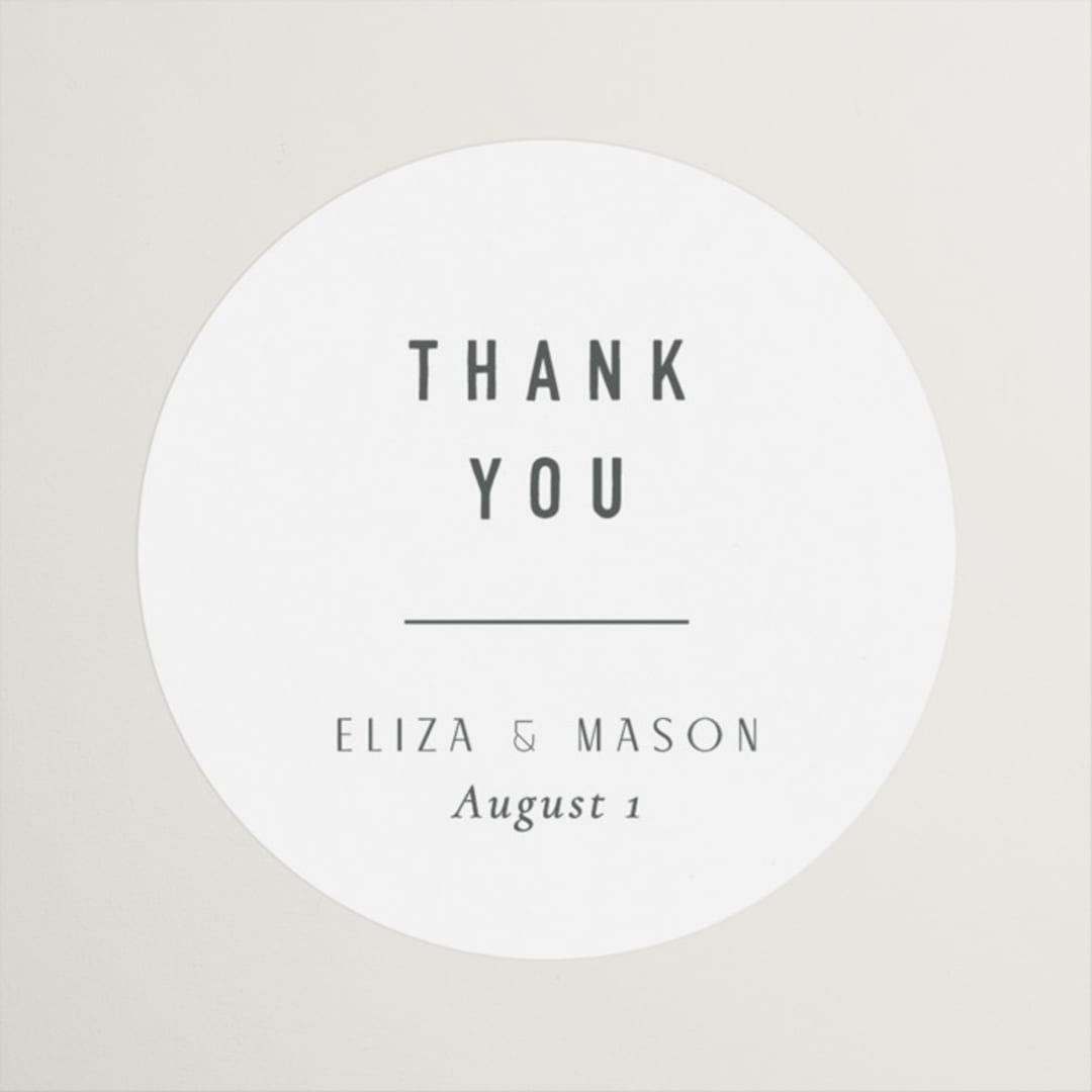 "Minimal Monogram" - Wedding Favor Stickers in Granite by Jackie Mangiolino - Front