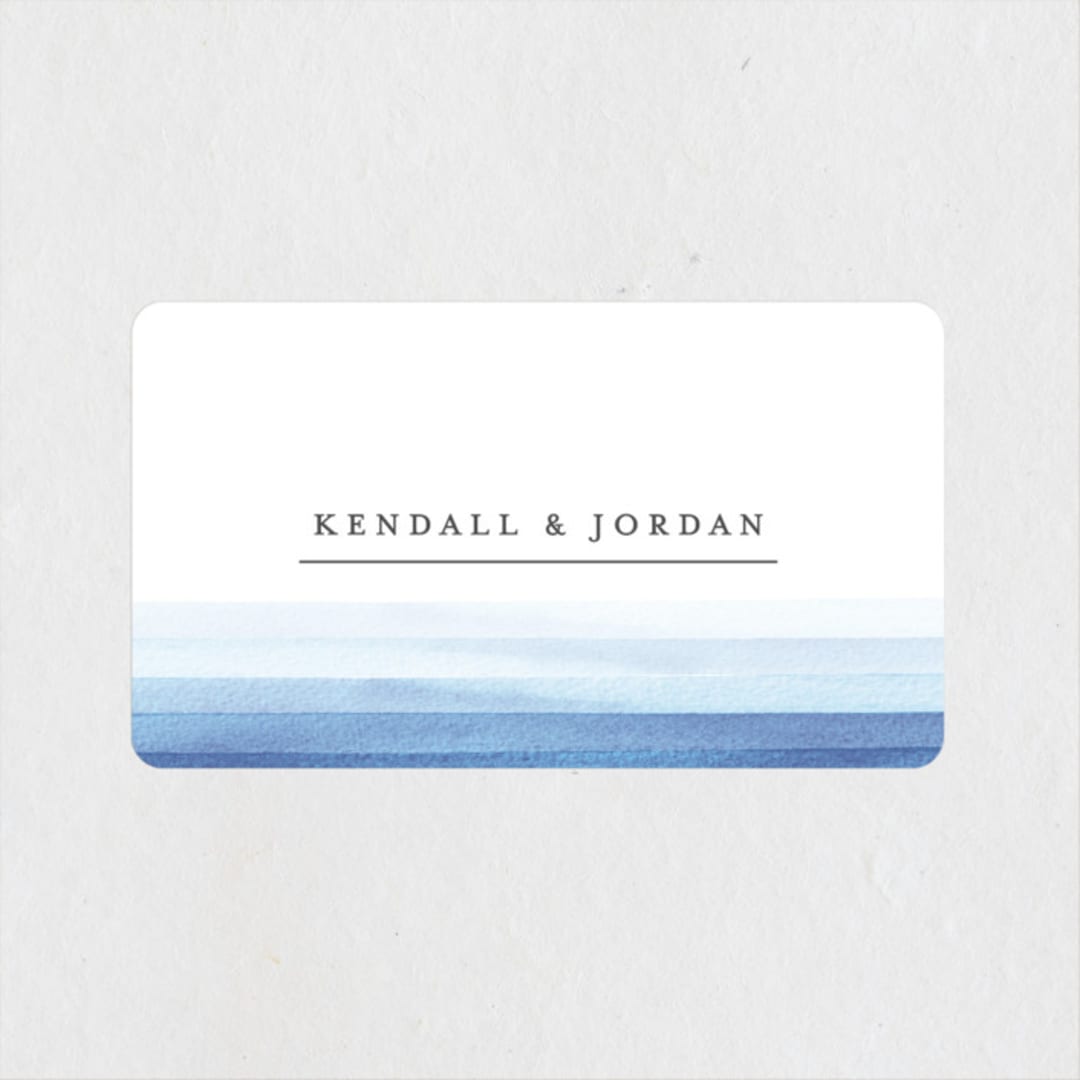 "Watercolour Stripe" - Wedding Favor Stickers in Azure by Bethan - Front