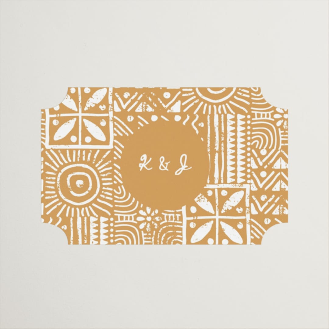 "Tribal Rythm" - Wedding Favor Stickers in Amber by Selima Akhter - Front