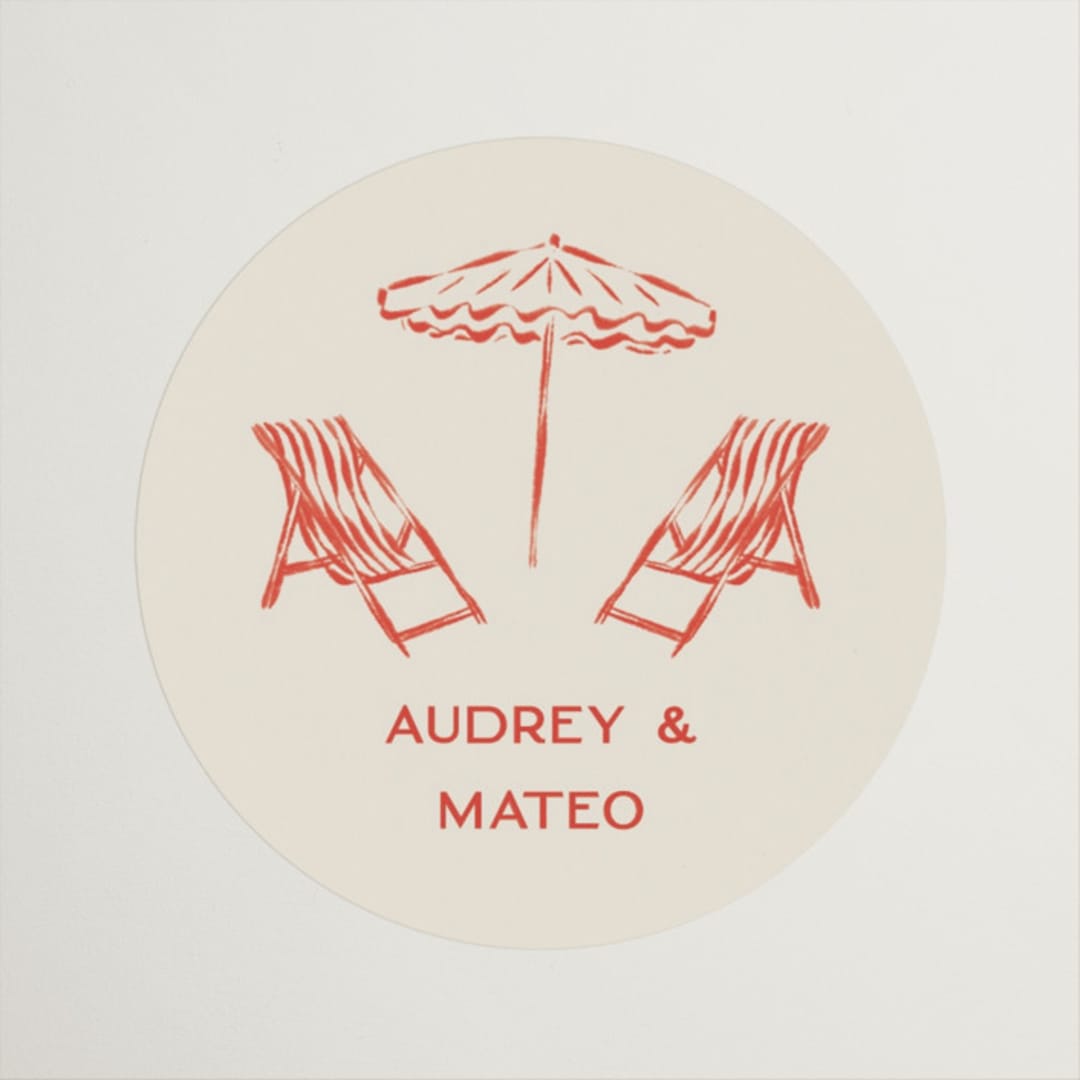 "Kitty Hawk" - Wedding Favor Stickers in Lobster by Jackie Crawford - Front