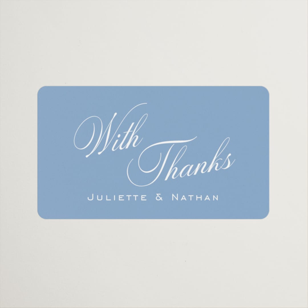 "Marenza" - Wedding Favor Stickers in Bluebell by Jessica Williams - Front