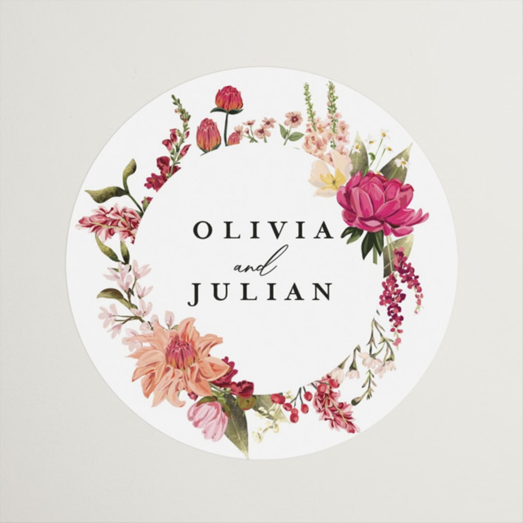 "Lush" - Wedding Favor Stickers in Magenta by Susan Moyal - Front