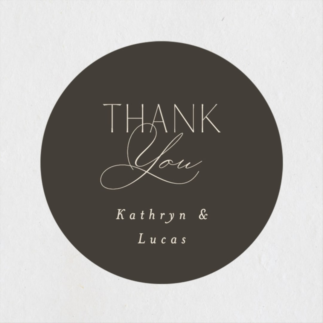 "Formal Elegance" - Wedding Favor Stickers in Latte by Morgan Kendall - Front
