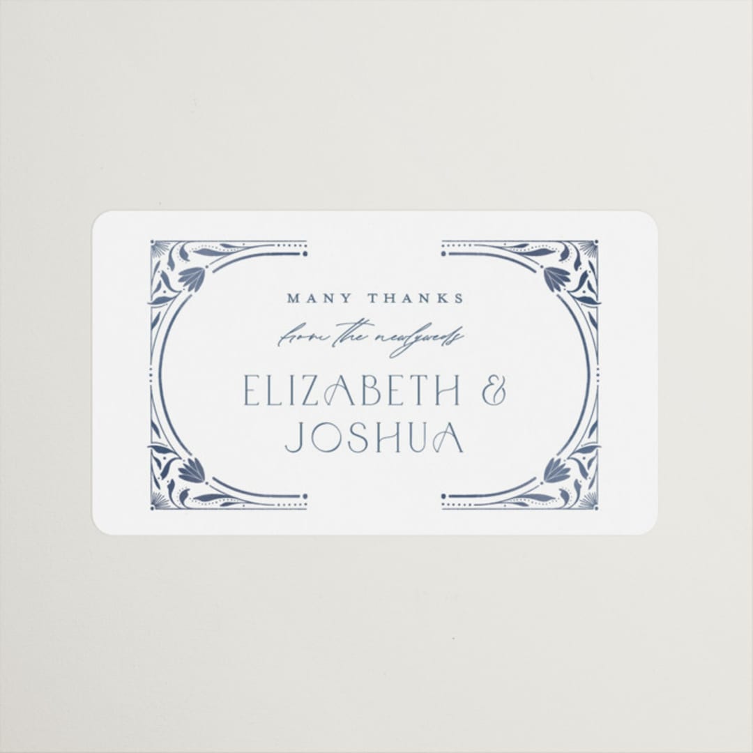 "Nouveau Frame" - Wedding Favor Stickers in Delphinium by Ashley DeMeyere - Front