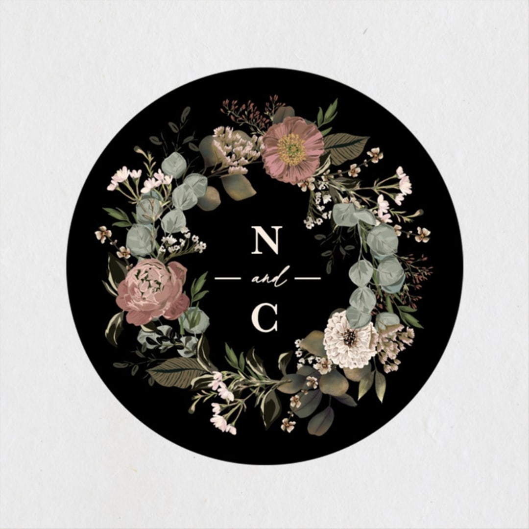 "Peonies & Sage" - Wedding Favor Stickers in Fawn by Susan Moyal - Front