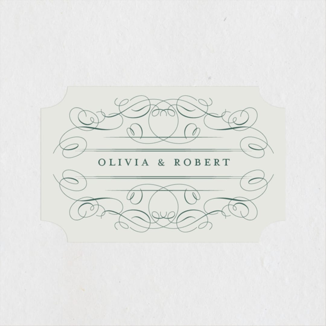 "Chantilly" - Wedding Favor Stickers in Emerald by Kimberly Morgan - Front