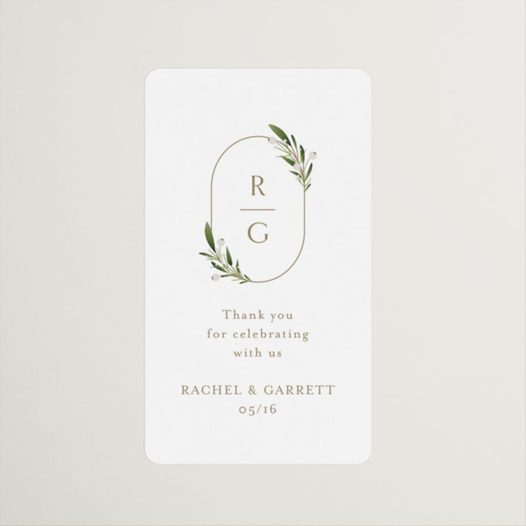 "Soft Sprigs" - Wedding Favor Stickers in Champagne by Jennifer Postorino - Front
