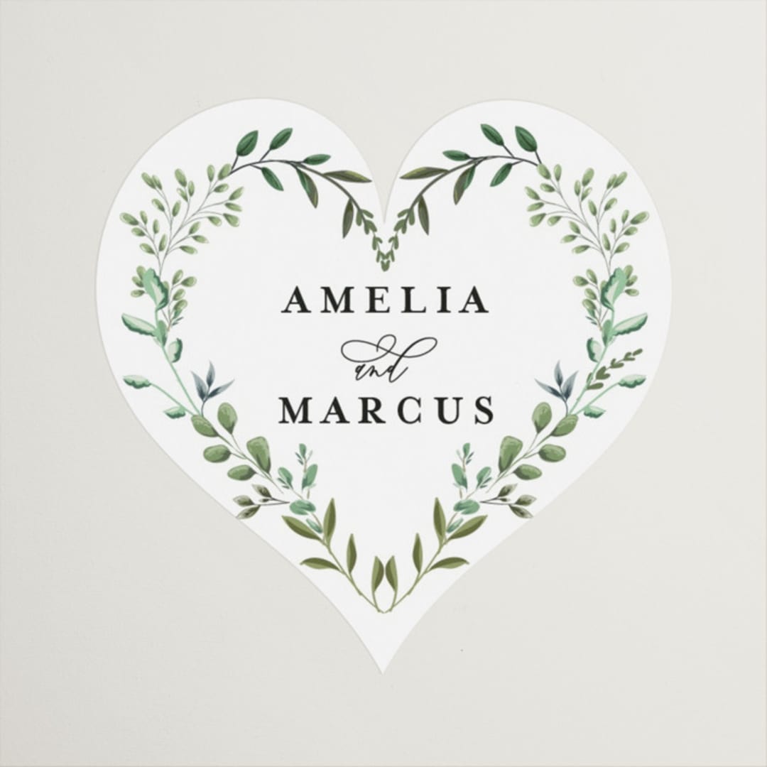 "Monogramed Arch" - Wedding Favor Stickers in Mojito by Susan Moyal - Front