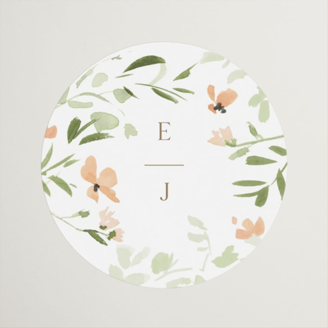 "Brynn" - Wedding Favor Stickers in Toffee by Everett Paper Goods - Front