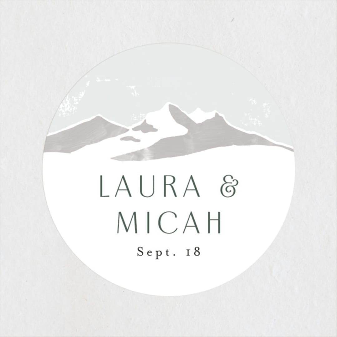 "Foothills" - Wedding Favor Stickers in Grass by Alethea and Ruth - Front