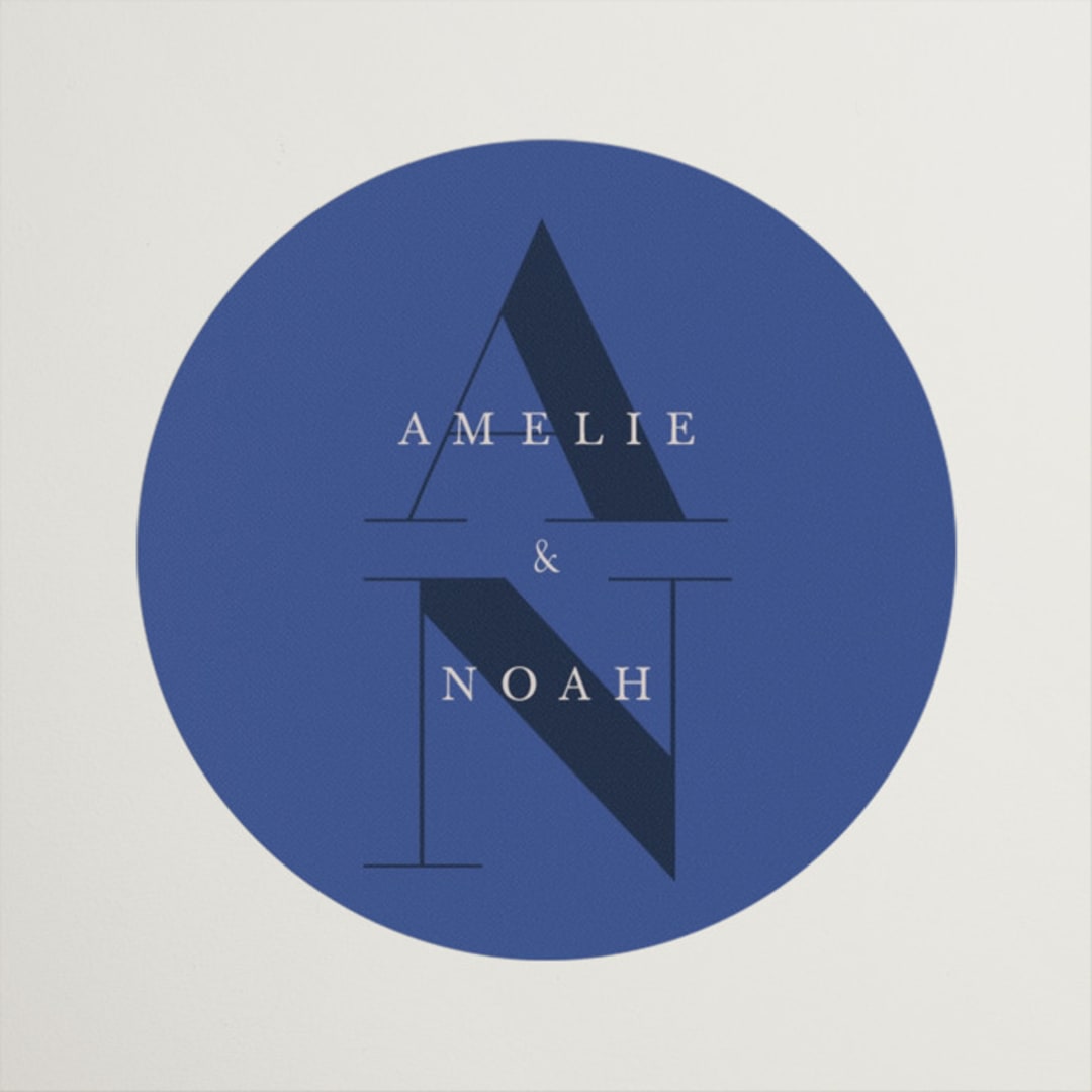 "Centro" - Wedding Favor Stickers in Marseille Bleu by Up Up Creative - Front