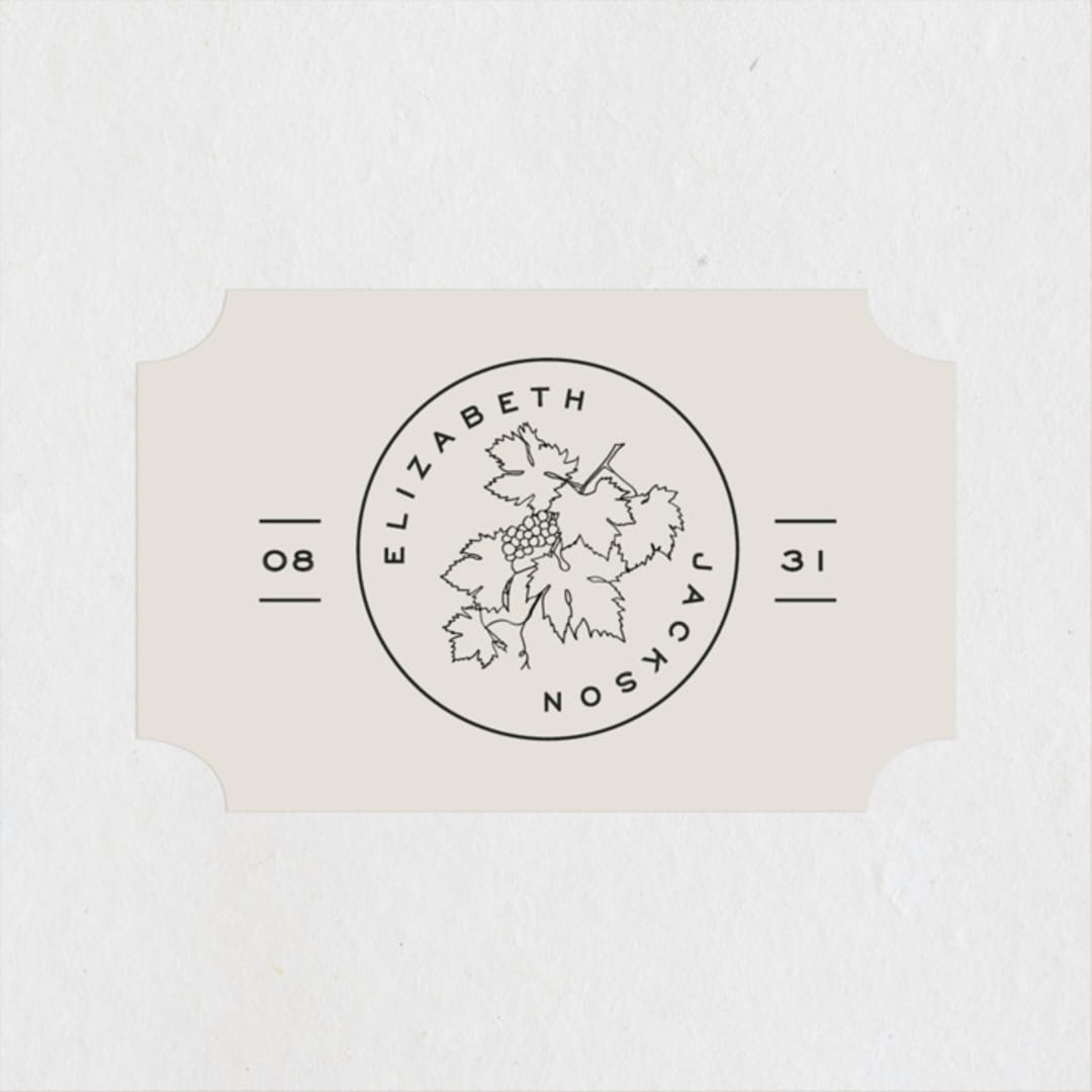 "Wine Label" - Wedding Favor Stickers in Stone by Owl and Toad - Front