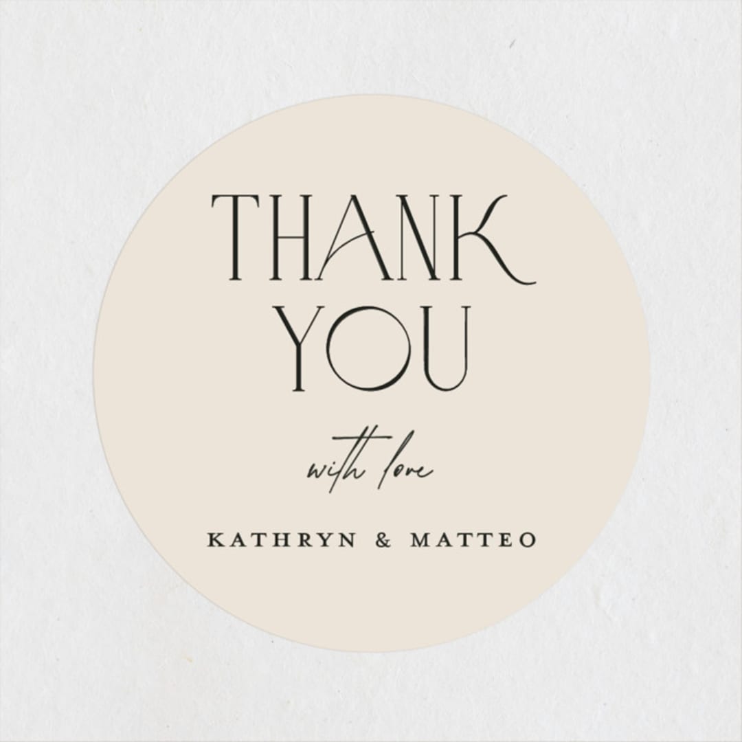 "Contour" - Wedding Favor Stickers in Ecru by Erica Krystek - Front