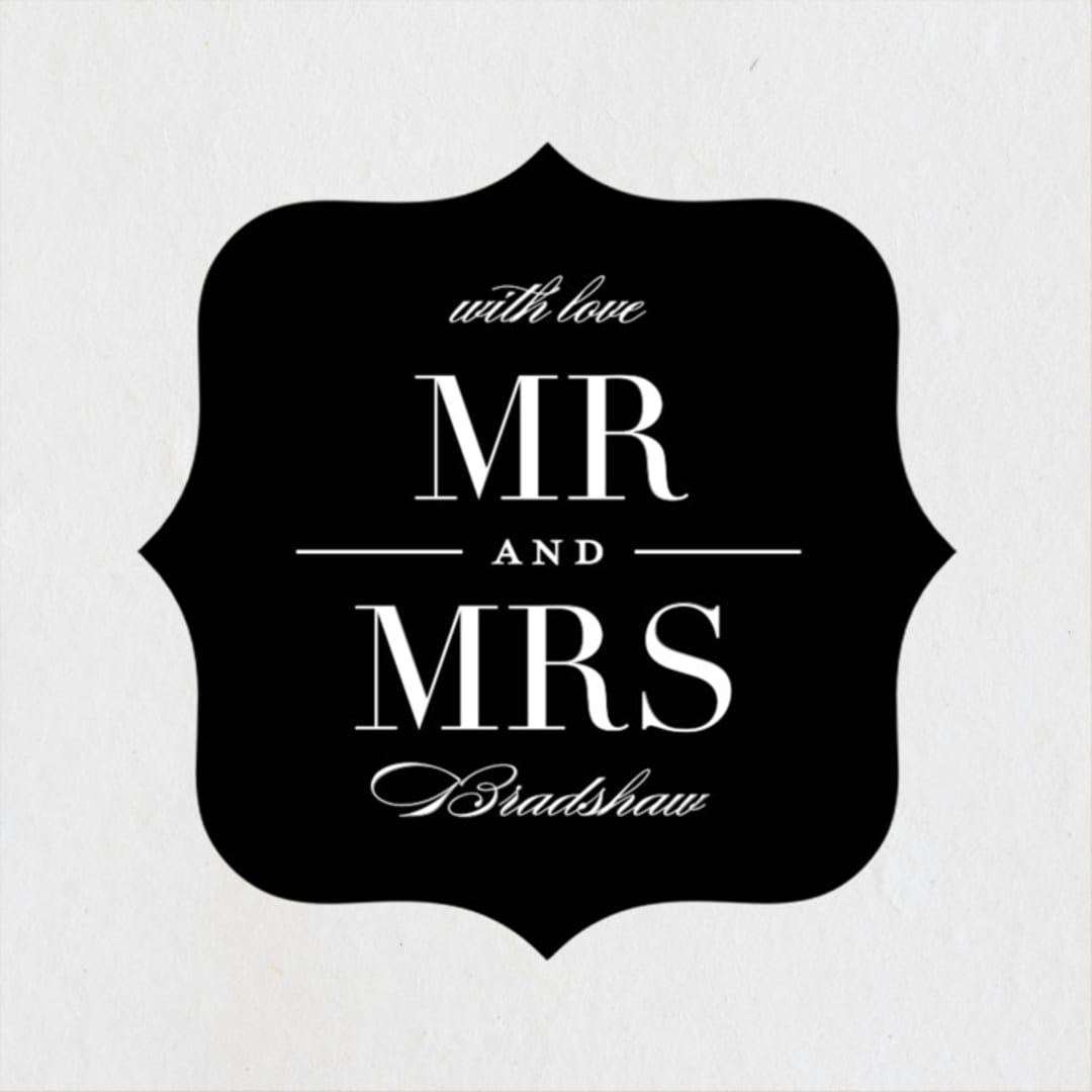 "Classic" - Wedding Favor Stickers in Tuxedo by Lauren Chism - Front