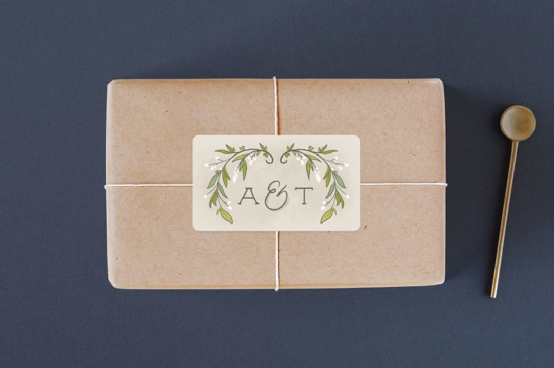 "Rustic Love" - Wedding Favor Stickers in Parchment by GeekInk Design - Front