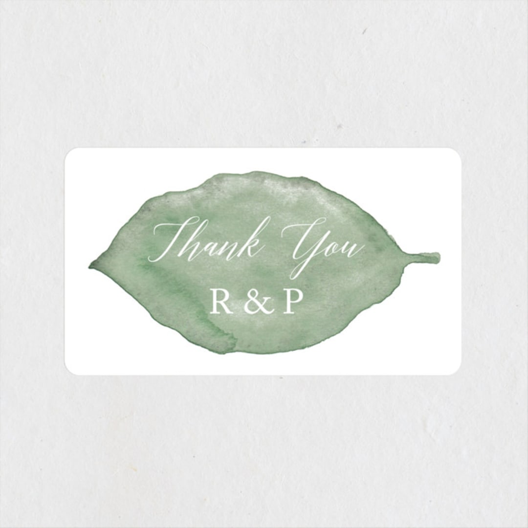 "Painted Leaf" - Wedding Favor Stickers in Leaf by Katharine Watson - Front