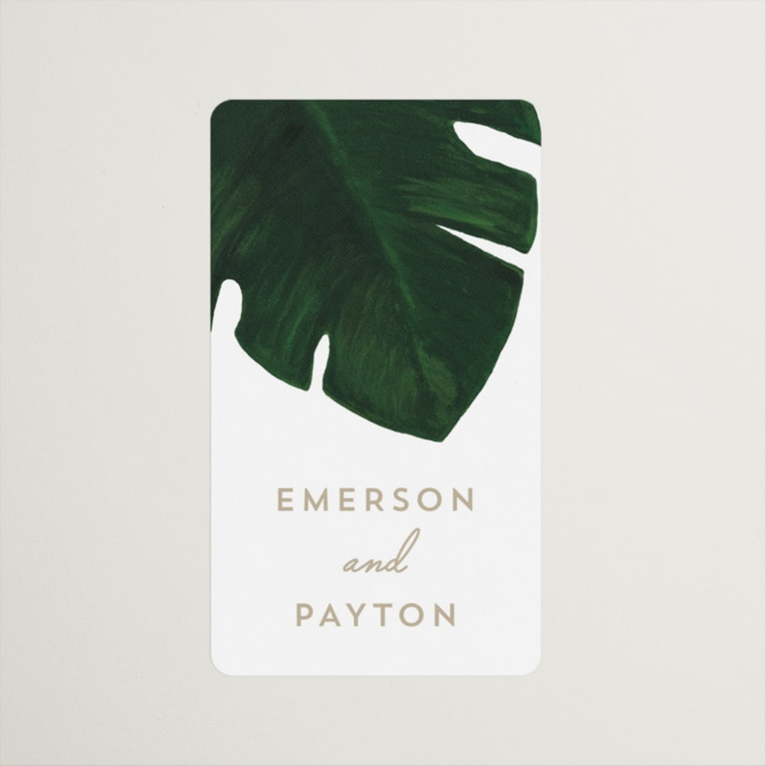 "Palm" - Wedding Favor Stickers in Classic Palm by Kaydi Bishop - Front
