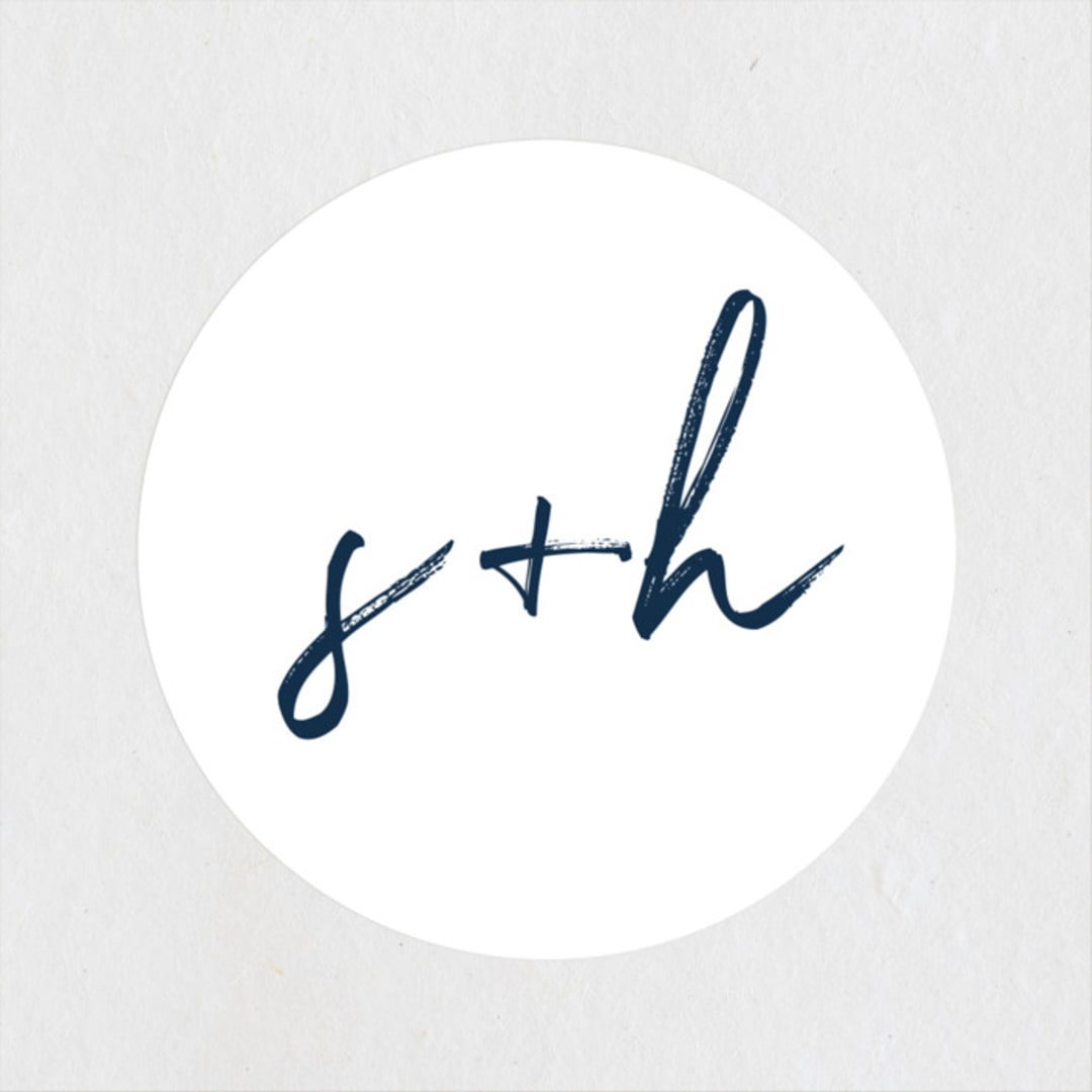 "Funky Names" - Wedding Favor Stickers in Navy by Phrosné Barwood - Front