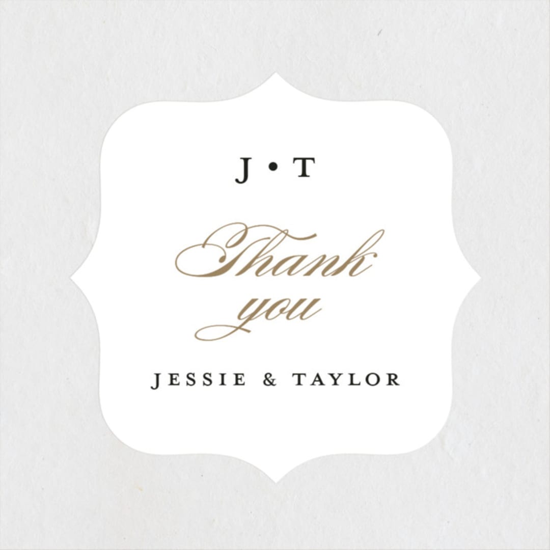 "Lasting love" - Wedding Favor Stickers in Gold by Stacey Meacham - Front