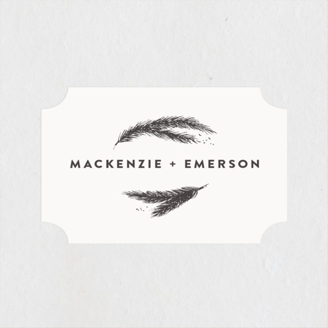 "Mountains" - Wedding Favor Stickers in Ivory by Anastasia Makarova - Front