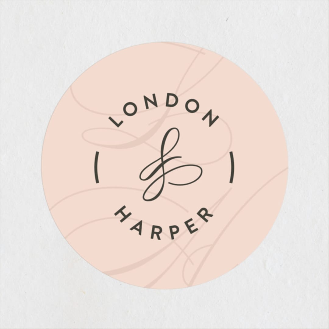 "Twirl Monogram B" - Wedding Favor Stickers in Blush by Ariel Rutland - Front