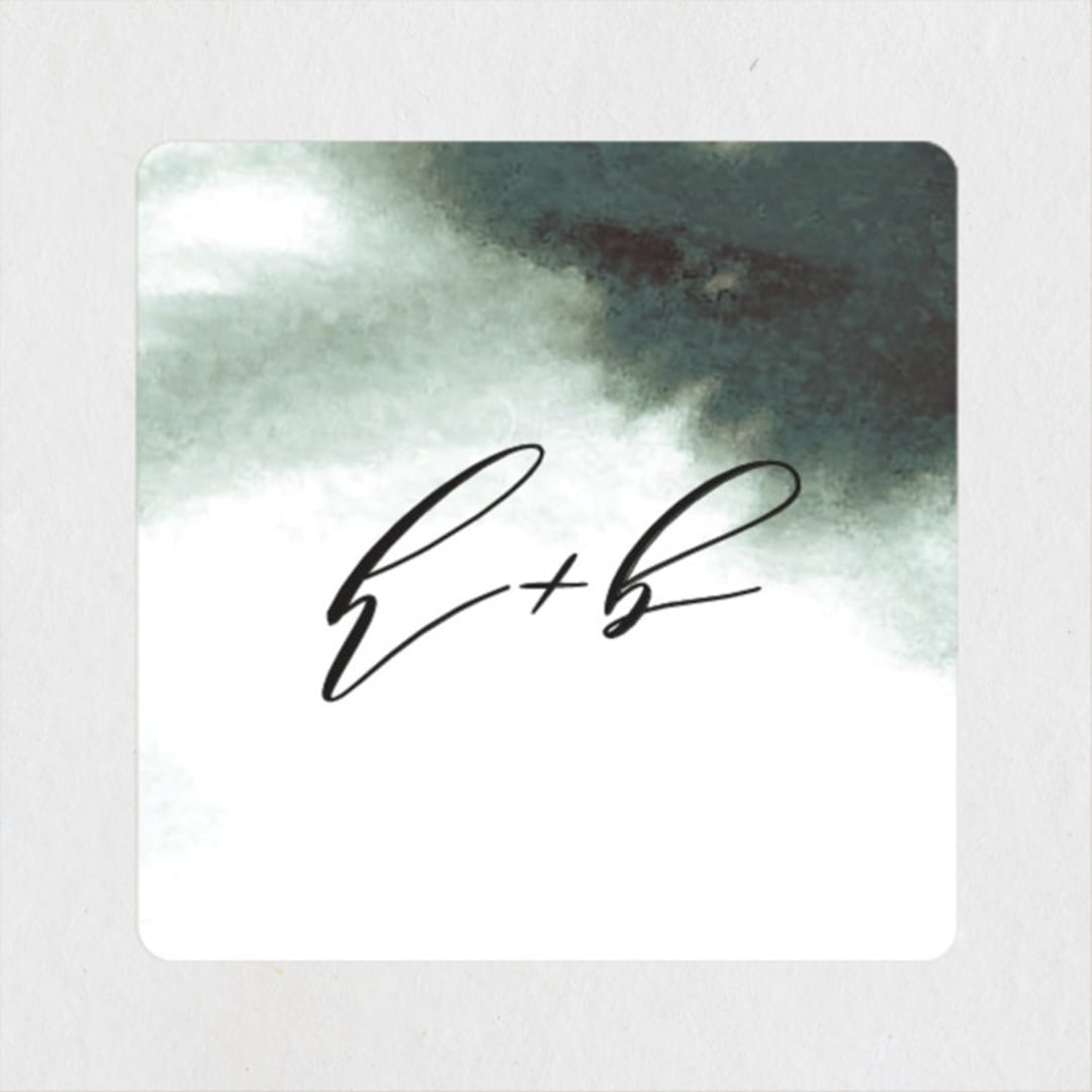 "Fancy Marble" - Wedding Favor Stickers in Moss by Phrosné Barwood - Front