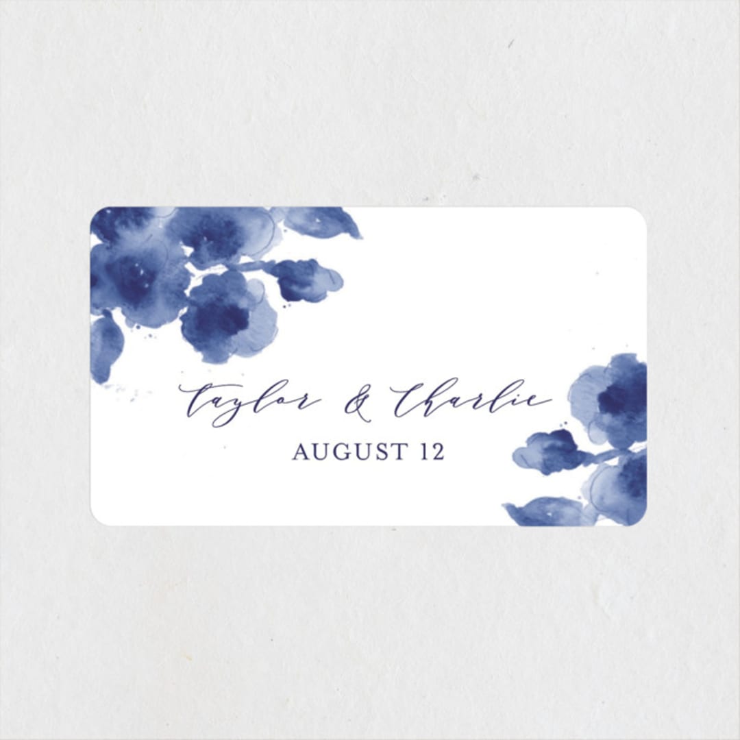 "Cornflower Wedding" - Wedding Favor Stickers in Periwinkle by Chris Griffith - Front