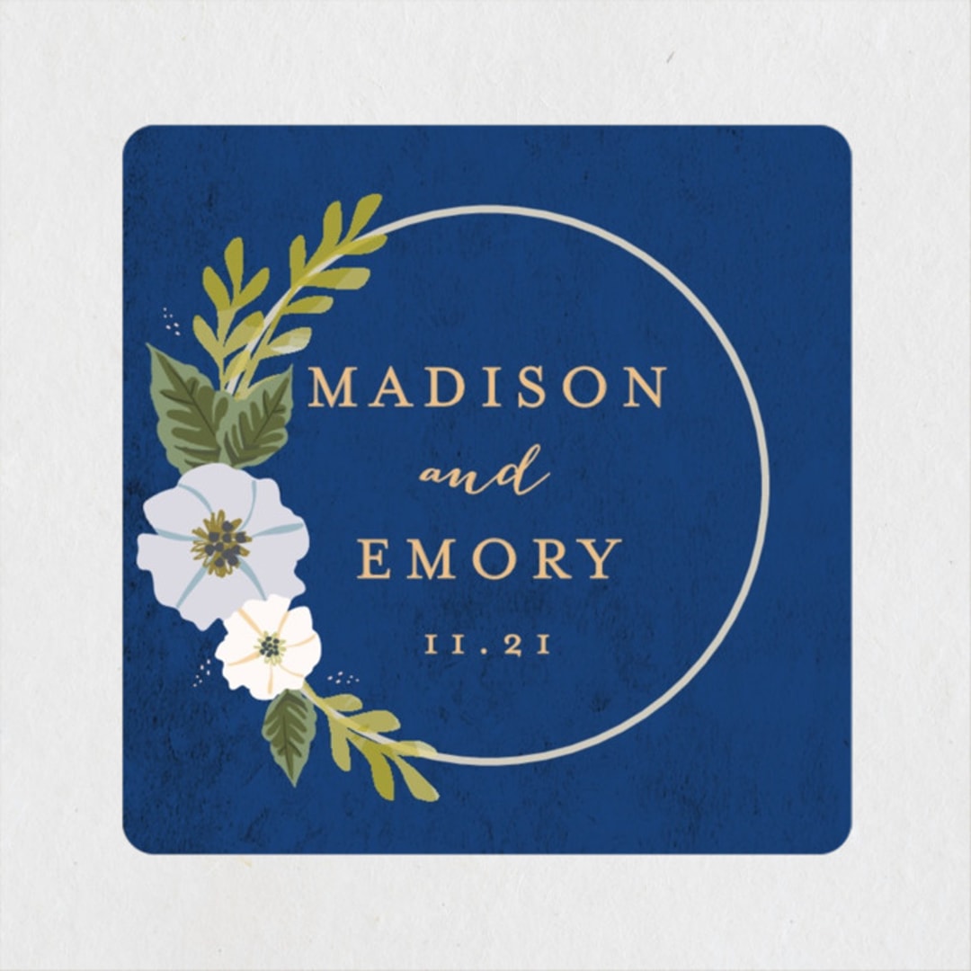 "Floral Ring" - Wedding Favor Stickers in Atlantic by Karidy Walker - Front