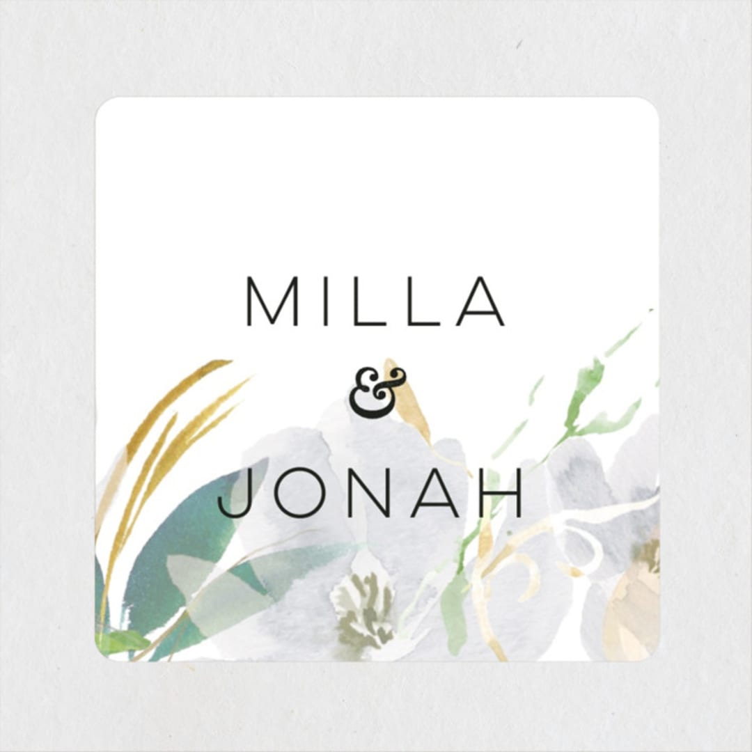 "Grande Botanique" - Wedding Favor Stickers in Mist by Bonjour Paper - Front