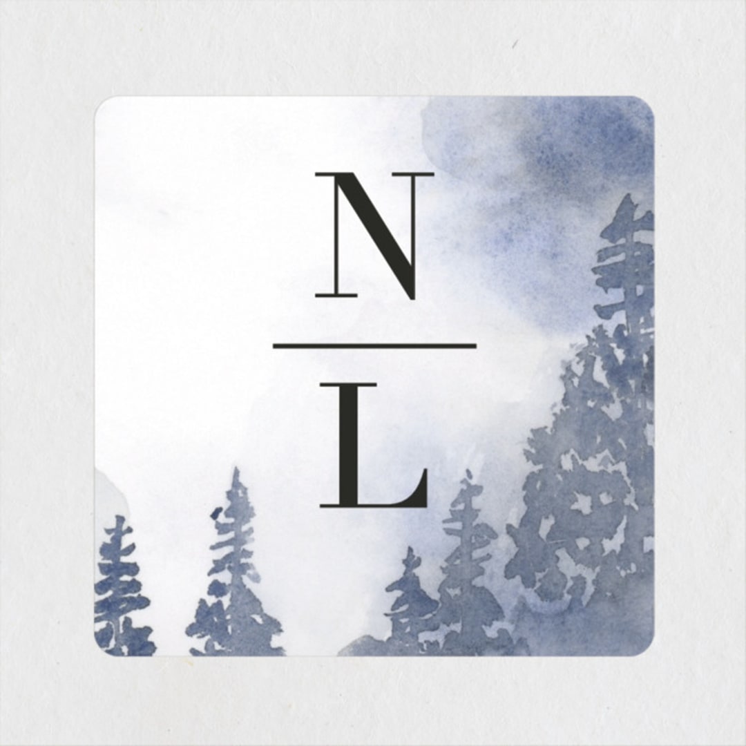 "Misty trees" - Wedding Favor Stickers in Frost by Stacey Meacham - Front