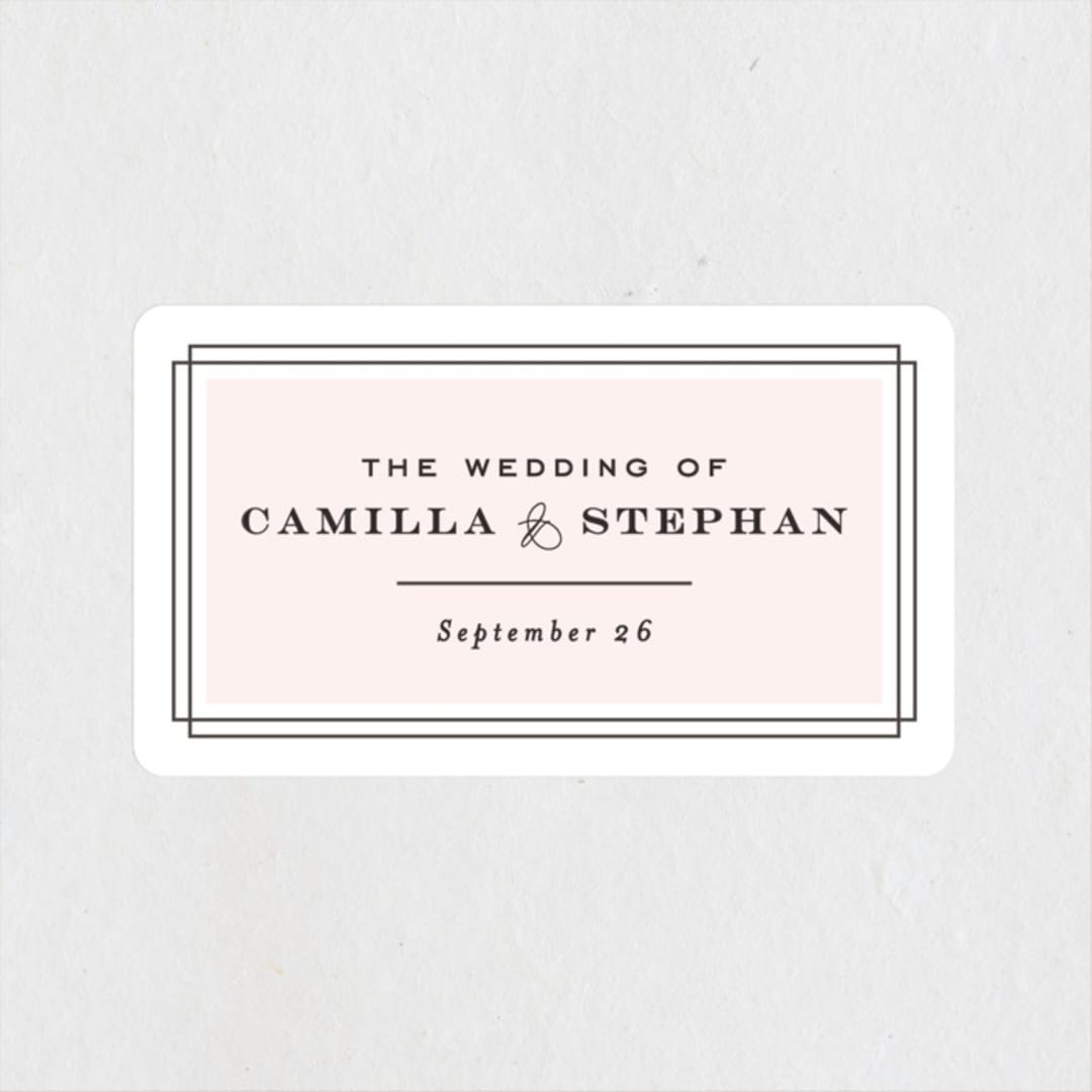 "Simply Framed" - Wedding Favor Stickers in Blush by Maddy Hague - Front