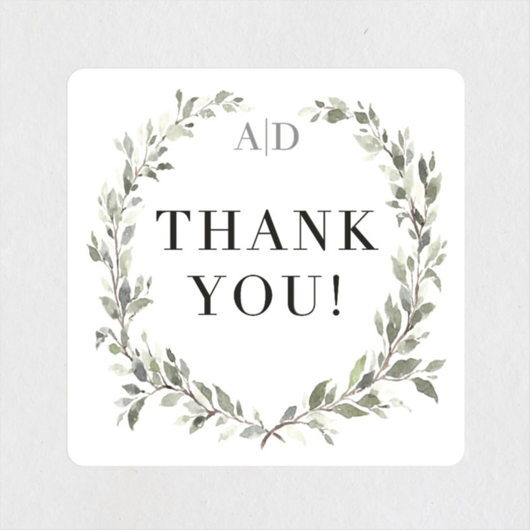 "Watercolor Wreath" - Wedding Favor Stickers in Linen by Katrina Crouch - Front