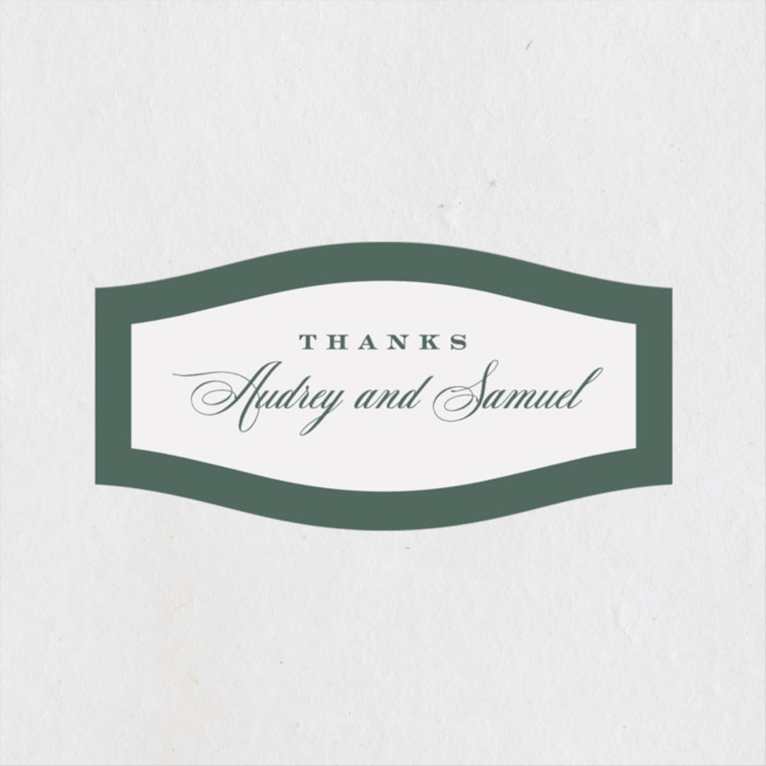"Roman Shade" - Wedding Favor Stickers in Evergreen by Carrie ONeal - Front
