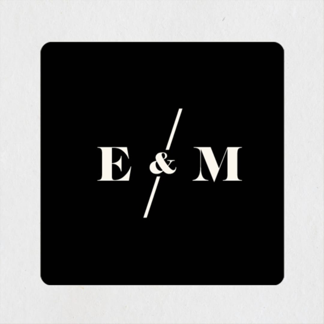 "Angled" - Wedding Favor Stickers in Onyx by GeekInk Design - Front